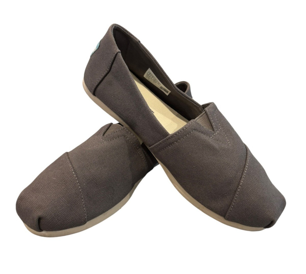 TOMS Classic Alpargata Womens 8 Brown Canvas Slip On Shoes Flats Casual